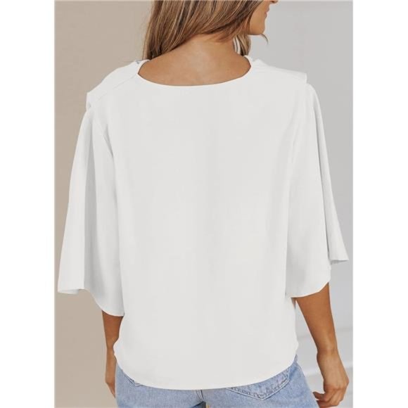 Womens Blouses and Tops Short Sleeve Chiffon Shirts and Tops - Picture 2 of 6